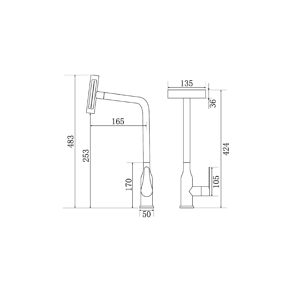 PSM191 Pull Out Rainfall Spray Head Sink Mixer - Image 5