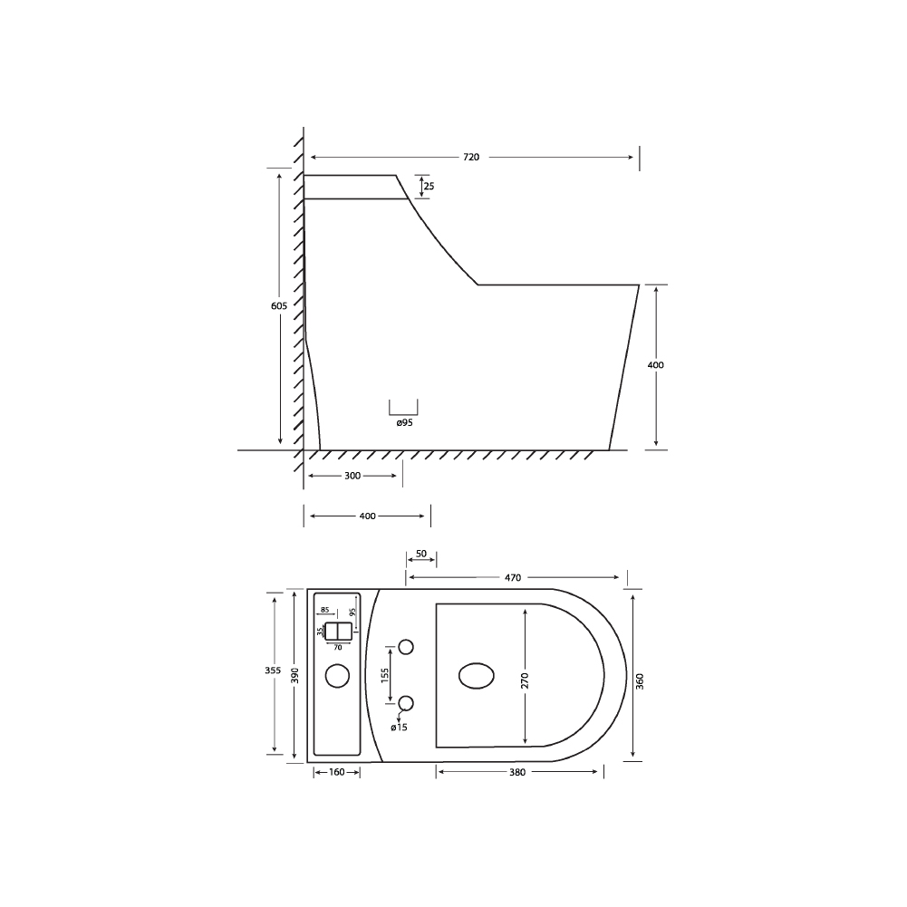 CRUISE S13006 Rimless One Piece Tornado Flush Water Closet - Image 3