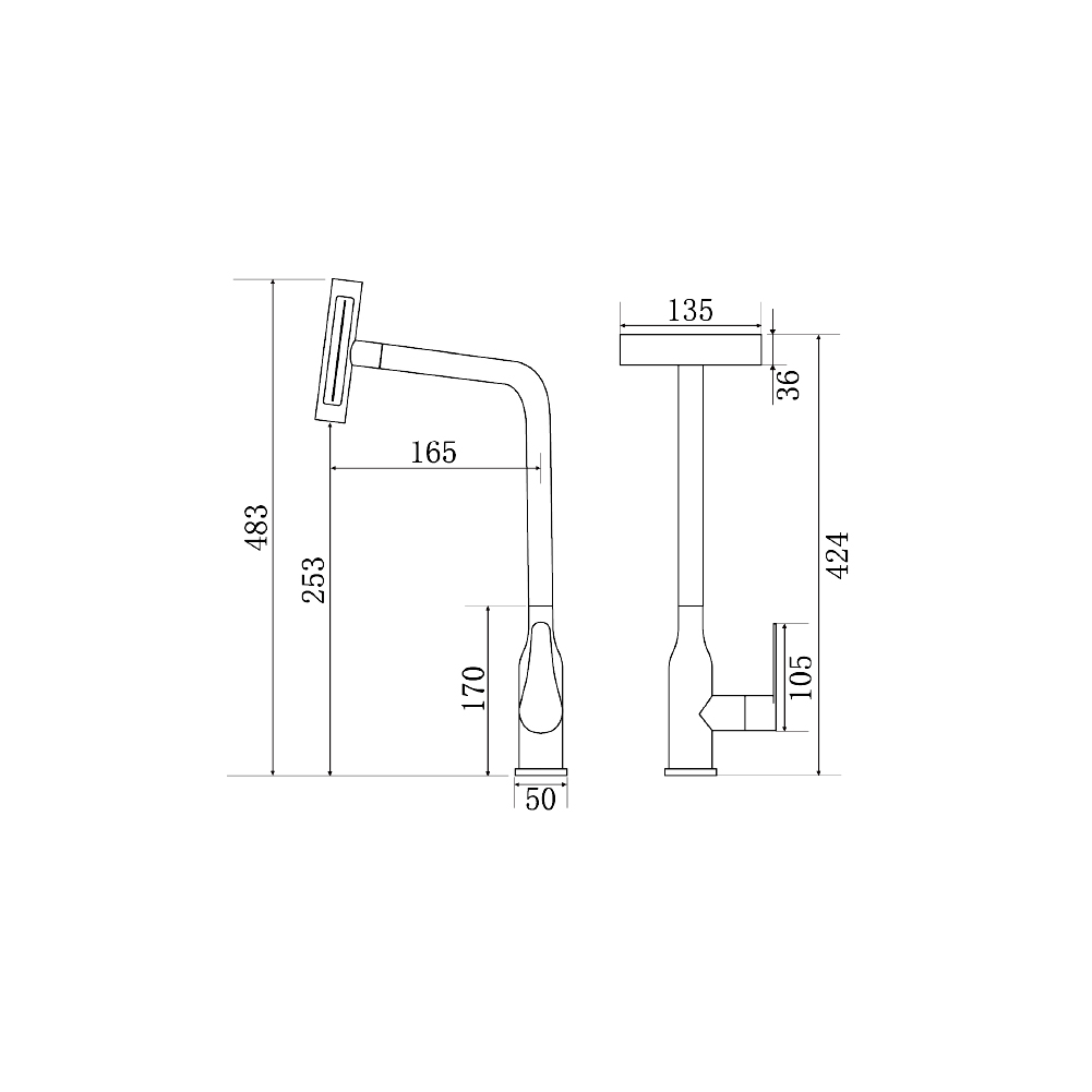 SPSM191 Pull Out Rainfall Spray Head Sensor Sink Mixer - Image 6