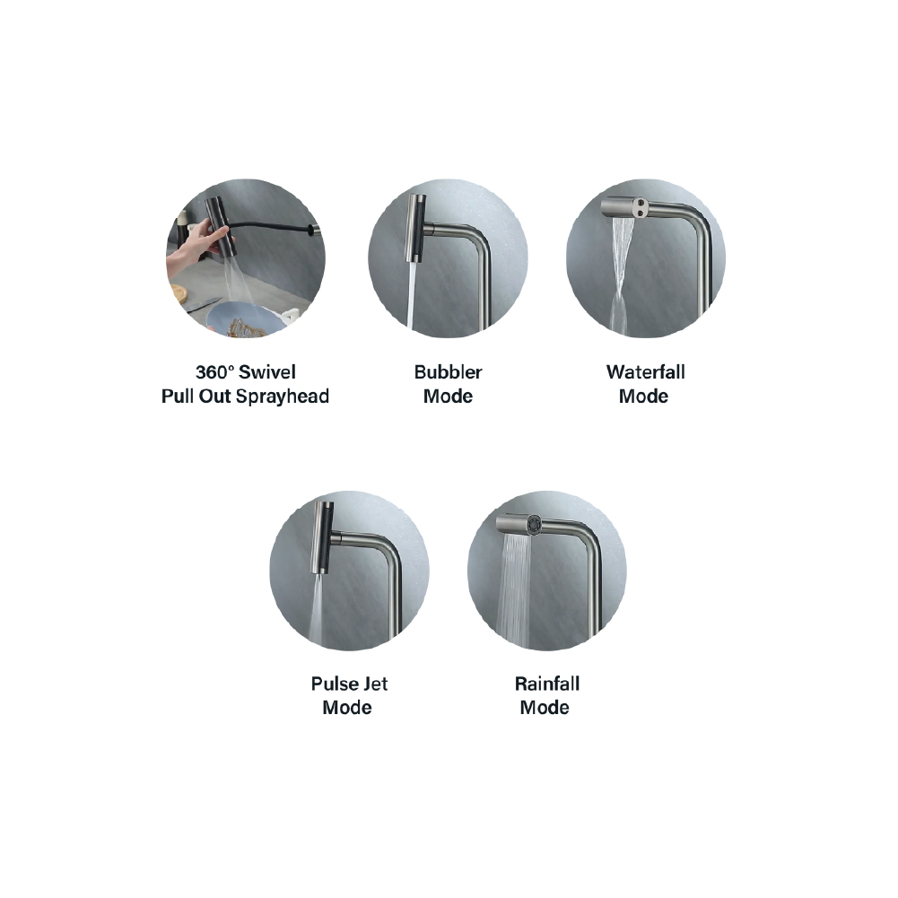 PSM191 Pull Out Rainfall Spray Head Sink Mixer - Image 4