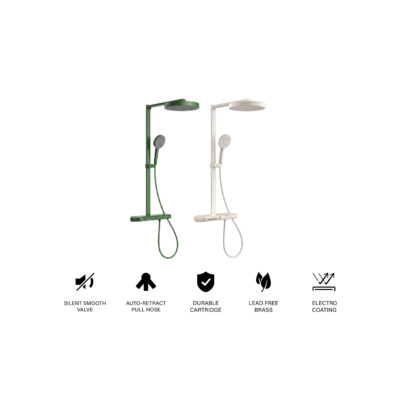 FB4029 4 Way Exposed Thermostat Shower with LED Digital Panel & Child Friendly Rainfall Waist Spray
